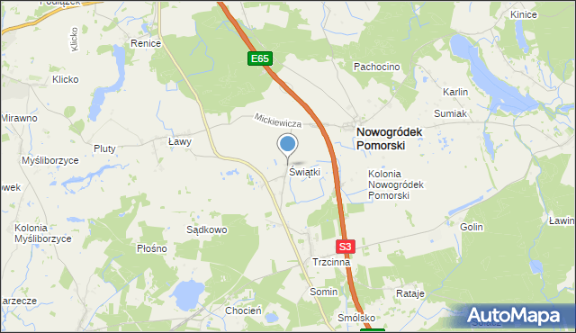 mapa Świątki, Świątki gmina Nowogródek Pomorski na mapie Targeo